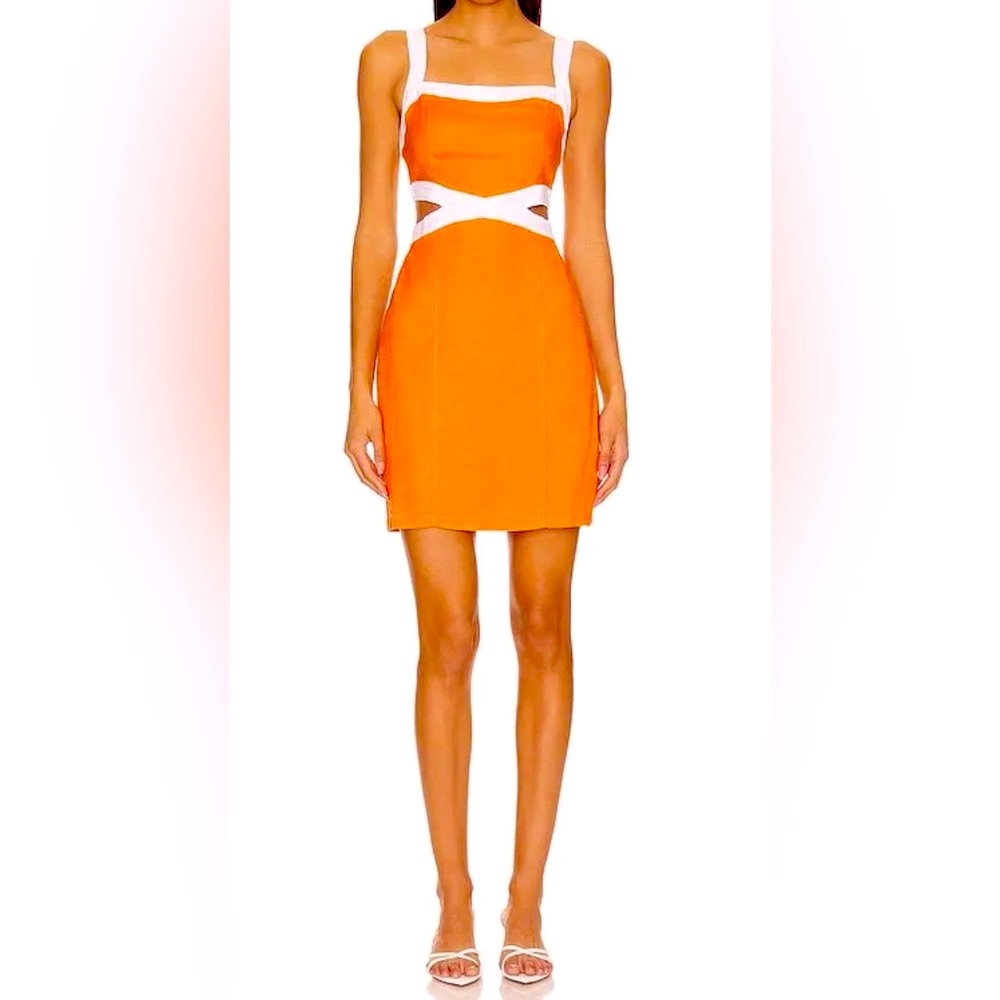 MINKPINK Orange and White Sleeveless Mini Sundress sz large